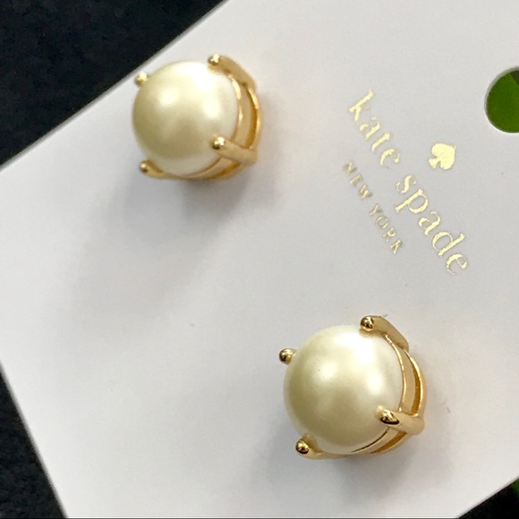 Kate Spade Gold/Cream Pearl Gumdrop Stud Earrings - Picture 3 of 7